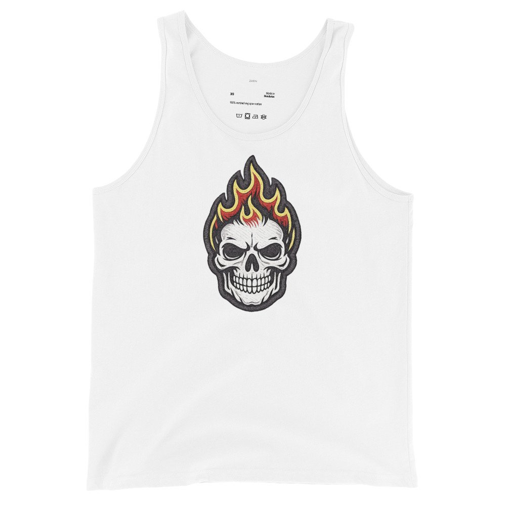 Męska koszulka na ramiączkach płonąca czaszka – tank top skull fire| Zarn.pl Męska koszulka na ramiączkach płonąca czaszka – tank top skull fire - obrazek 4