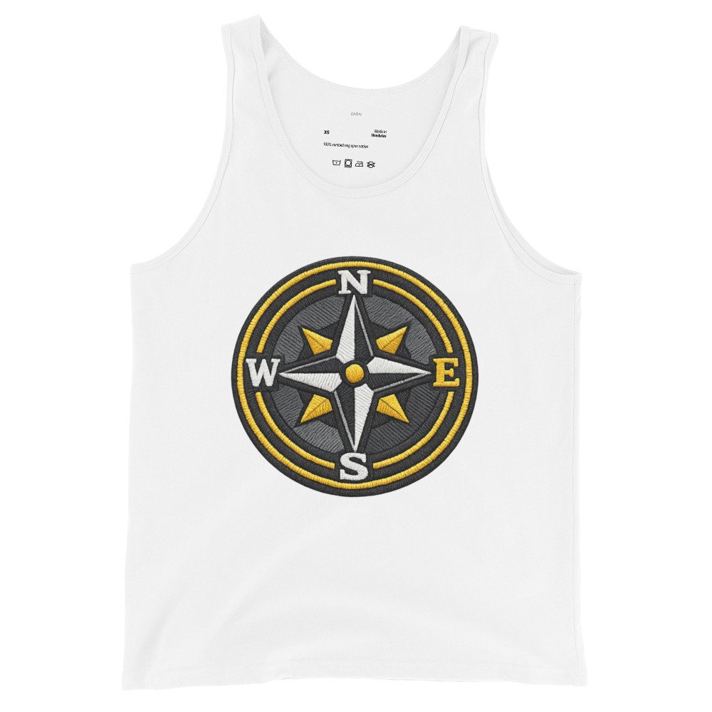 Męska koszulka na ramiączkach z różą wiatrów – tank top podróżniczy vintage| Zarn.pl Męska koszulka na ramiączkach z różą wiatrów – tank top podróżniczy vintage - obrazek 4