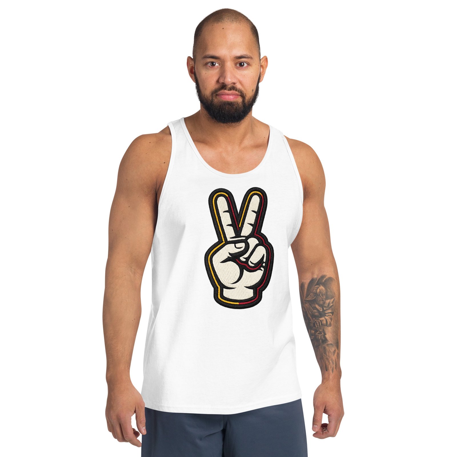 Męska koszulka na ramiączkach ze znakiem pokoju – tank top peace streetwear| Zarn.pl Męska koszulka na ramiączkach ze znakiem pokoju – tank top peace streetwear - obrazek 9