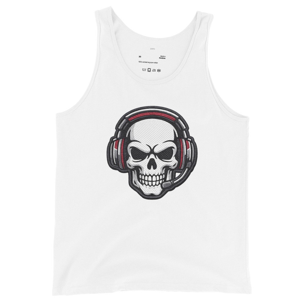 Męska koszulka na ramiączkach „Gaming Skull” – koszulka na ramiączkach z czaszką w słuchawkach| Zarn.pl Męska koszulka na ramiączkach „Gaming Skull” – koszulka na ramiączkach z czaszką w słuchawkach - obrazek 4