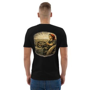 koszulka retro z kobietą na traktorze