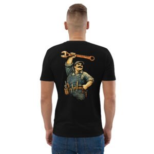 koszulka retro z mechanikiem i kluczem