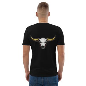koszulka męska z czaszką byka i długimi rogami