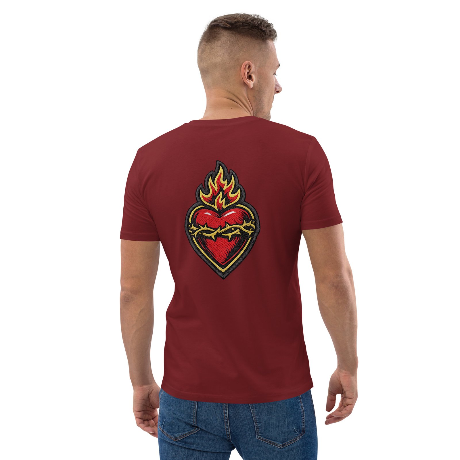 Męska koszulka „Flaming Heart” – koszulka męska z płonącym sercem i cierniową koroną| Zarn.pl Męska koszulka „Flaming Heart” – koszulka męska z płonącym sercem i cierniową koroną - obrazek 19