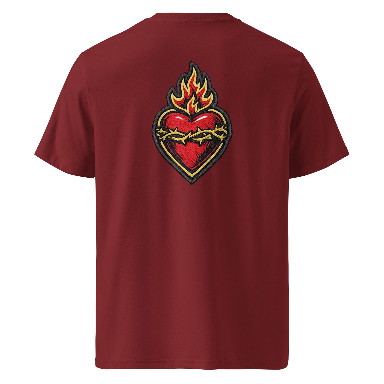 Męska koszulka „Flaming Heart” – koszulka męska z płonącym sercem i cierniową koroną| Zarn.pl Męska koszulka „Flaming Heart” – koszulka męska z płonącym sercem i cierniową koroną - obrazek 4