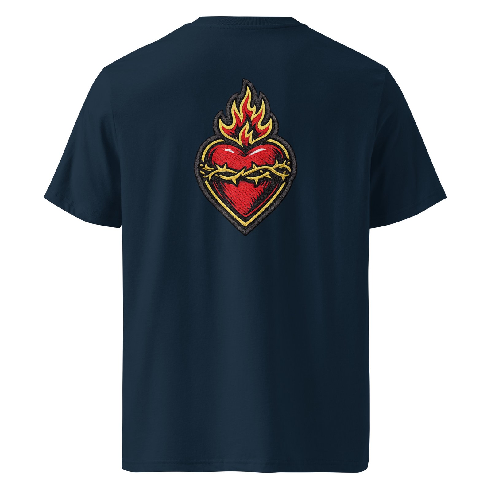 Męska koszulka „Flaming Heart” – koszulka męska z płonącym sercem i cierniową koroną| Zarn.pl Męska koszulka „Flaming Heart” – koszulka męska z płonącym sercem i cierniową koroną - obrazek 3