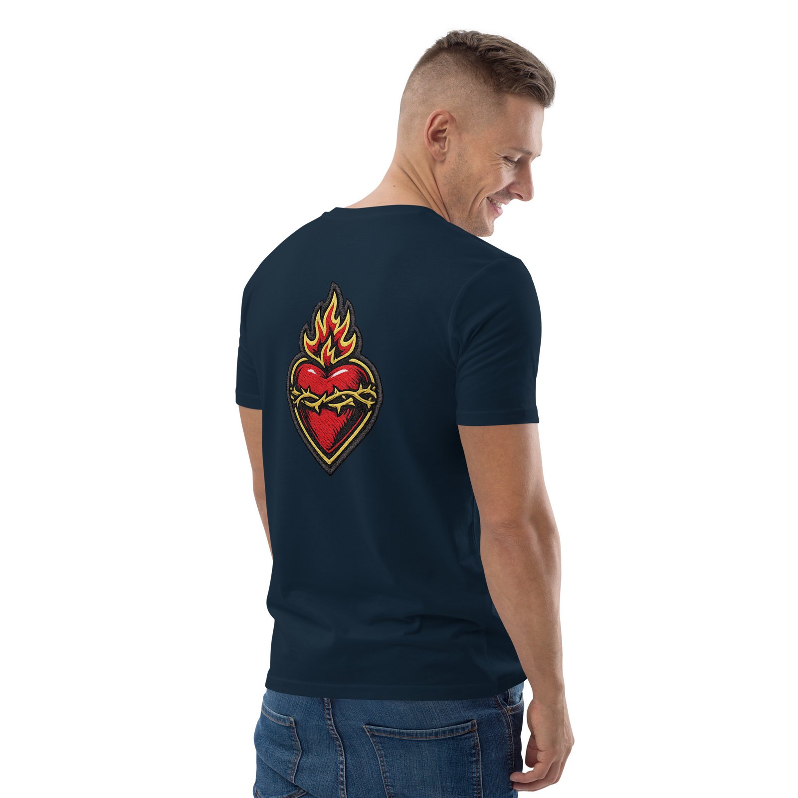 Męska koszulka „Flaming Heart” – koszulka męska z płonącym sercem i cierniową koroną| Zarn.pl Męska koszulka „Flaming Heart” – koszulka męska z płonącym sercem i cierniową koroną - obrazek 27