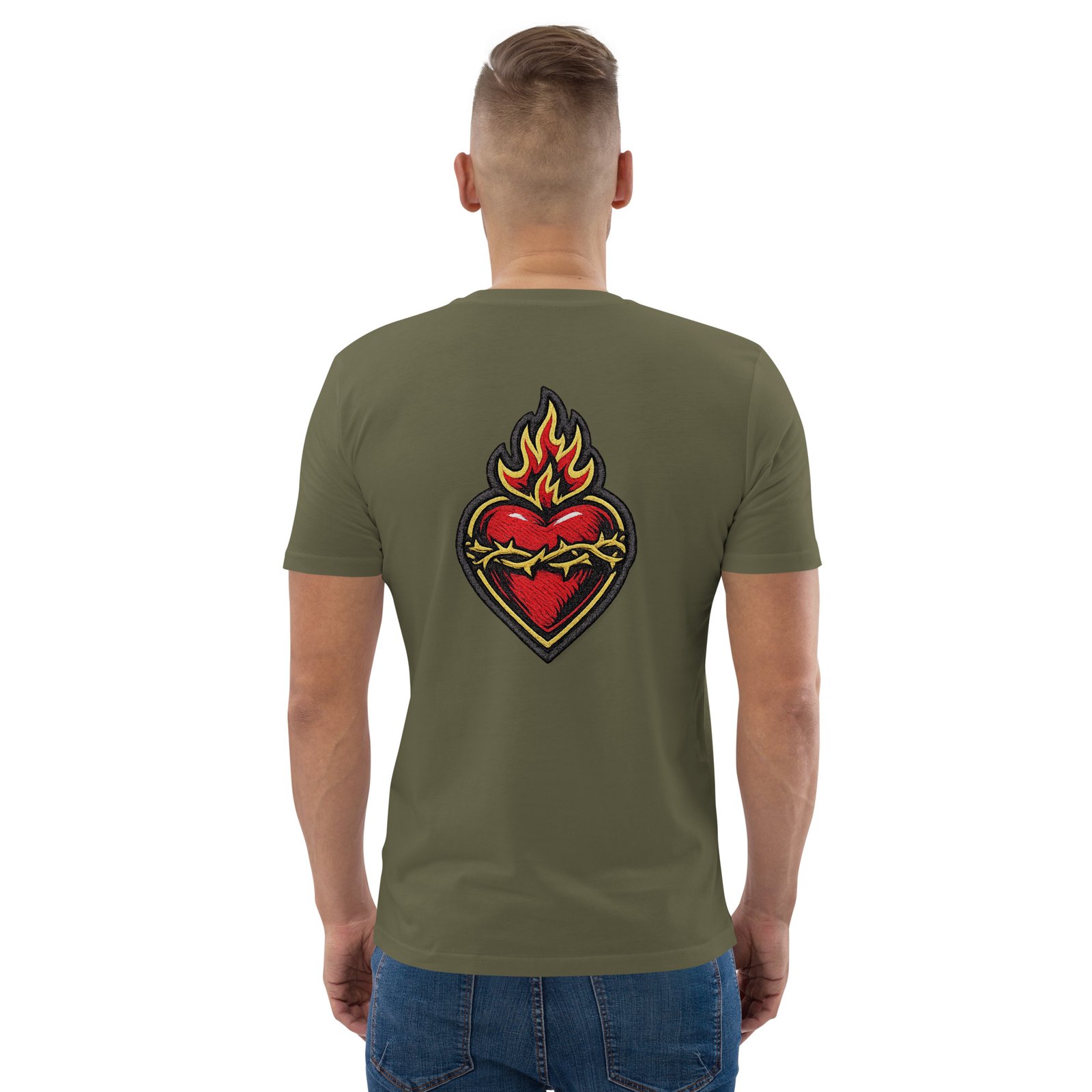 Męska koszulka „Flaming Heart” – koszulka męska z płonącym sercem i cierniową koroną| Zarn.pl Męska koszulka „Flaming Heart” – koszulka męska z płonącym sercem i cierniową koroną - obrazek 24