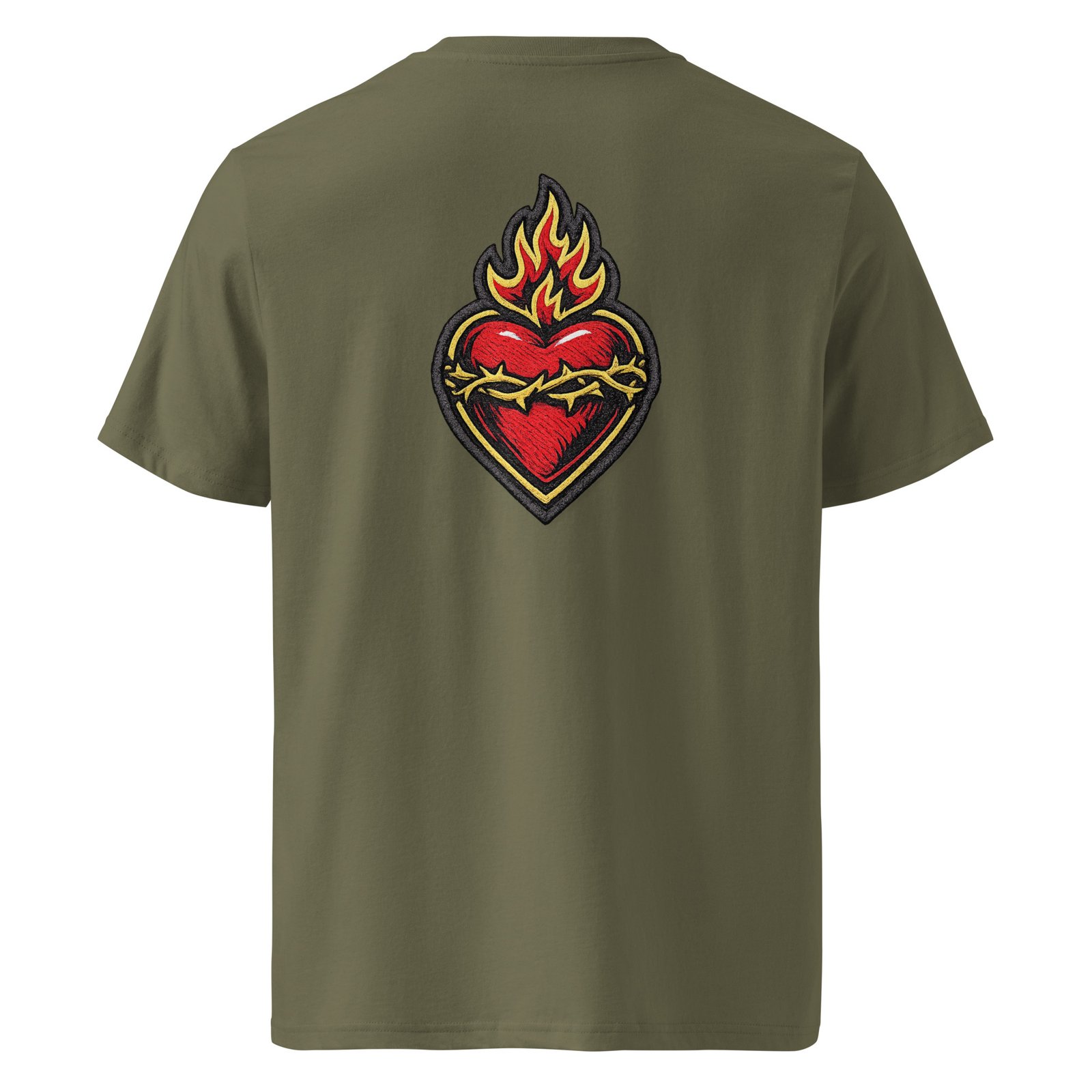 Męska koszulka „Flaming Heart” – koszulka męska z płonącym sercem i cierniową koroną| Zarn.pl Męska koszulka „Flaming Heart” – koszulka męska z płonącym sercem i cierniową koroną - obrazek 5