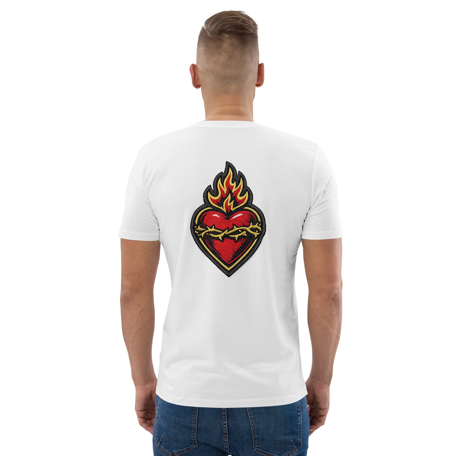 Męska koszulka „Flaming Heart” – koszulka męska z płonącym sercem i cierniową koroną| Zarn.pl Męska koszulka „Flaming Heart” – koszulka męska z płonącym sercem i cierniową koroną - obrazek 25