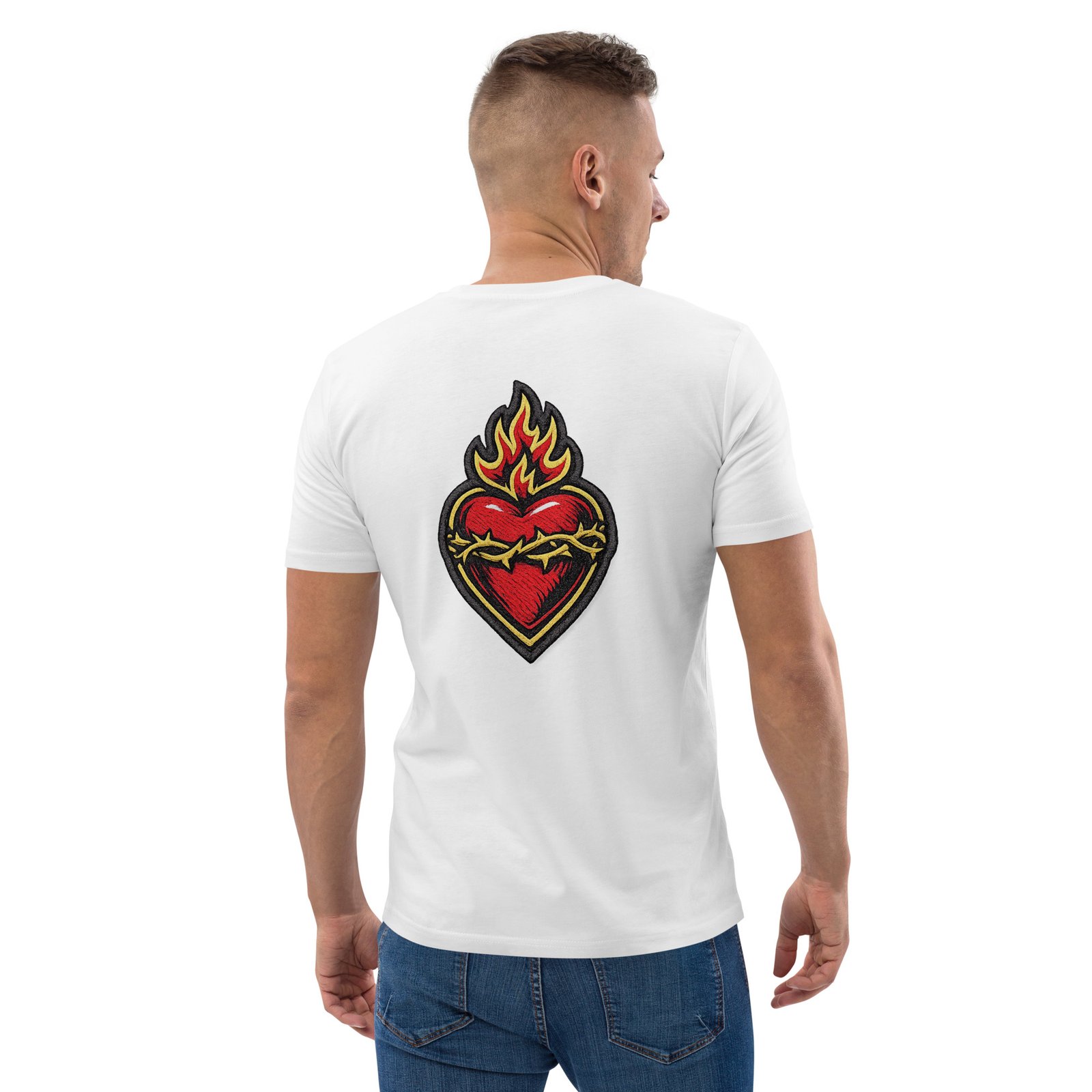 Męska koszulka „Flaming Heart” – koszulka męska z płonącym sercem i cierniową koroną| Zarn.pl Męska koszulka „Flaming Heart” – koszulka męska z płonącym sercem i cierniową koroną - obrazek 21
