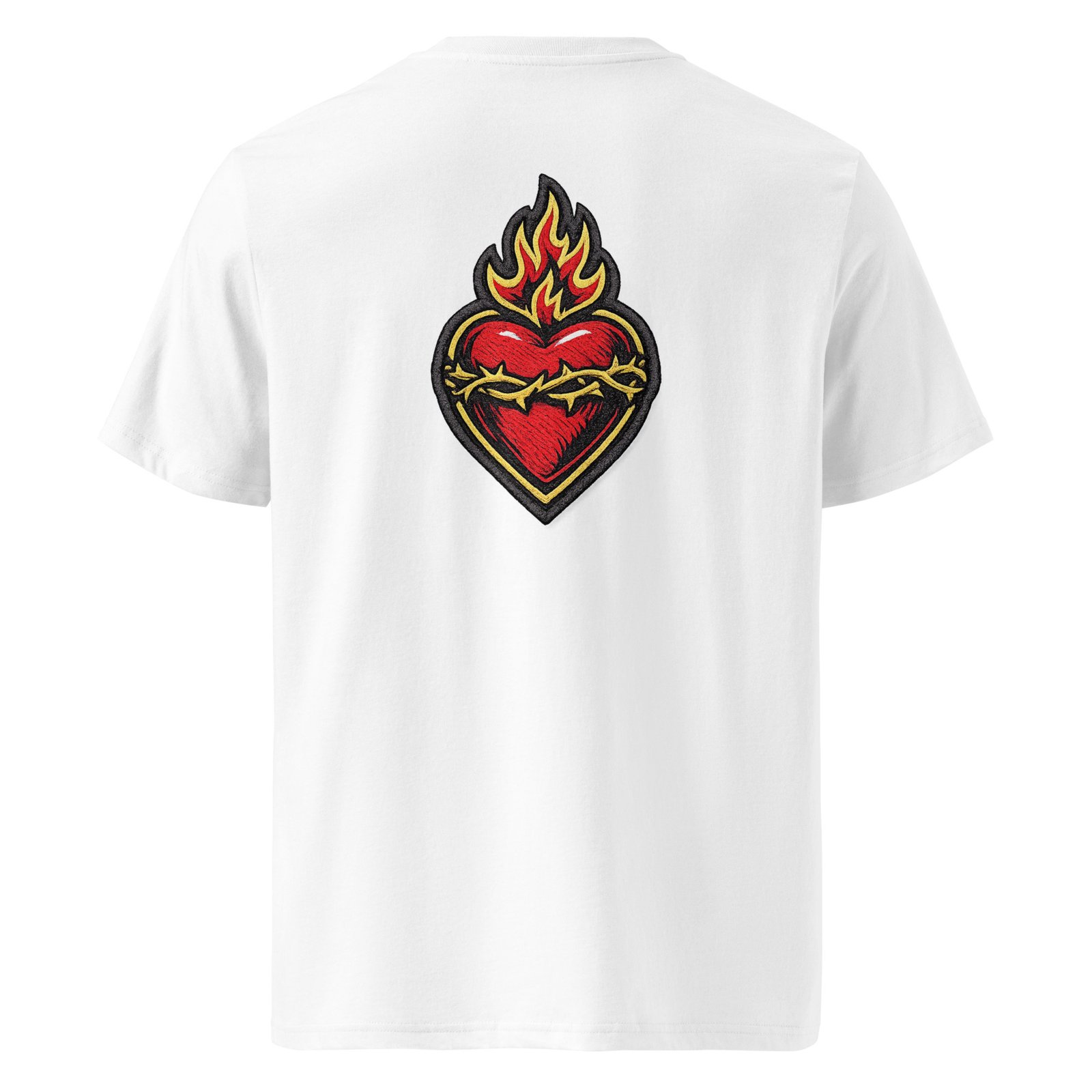Męska koszulka „Flaming Heart” – koszulka męska z płonącym sercem i cierniową koroną| Zarn.pl Męska koszulka „Flaming Heart” – koszulka męska z płonącym sercem i cierniową koroną - obrazek 6