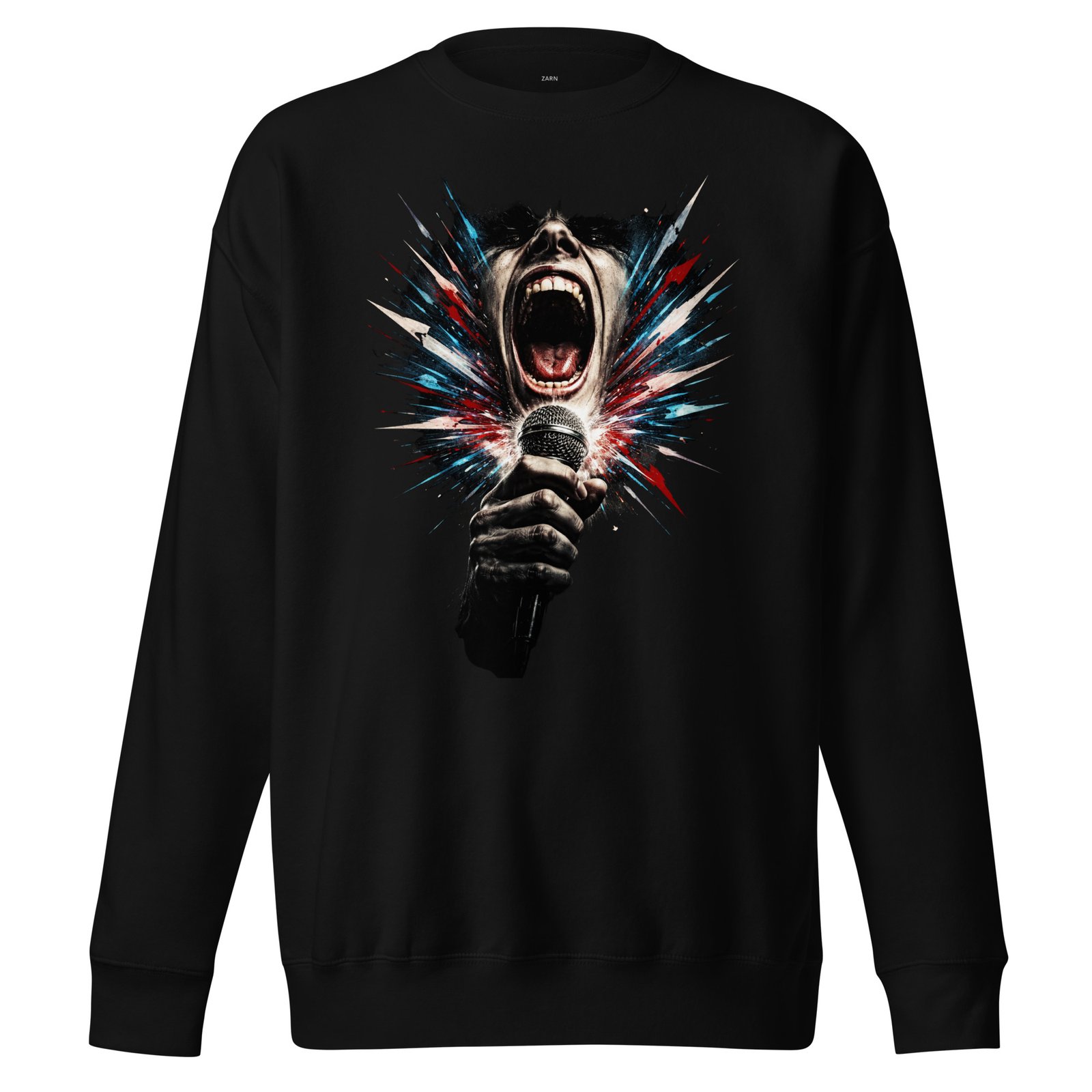 Męska bluza artystyczna „Krzyk Sceny” – bluza męska z wokalistą rockowym i mikrofonem| Zarn.pl Męska bluza artystyczna „Krzyk Sceny” – bluza męska z wokalistą rockowym i mikrofonem - obrazek 2