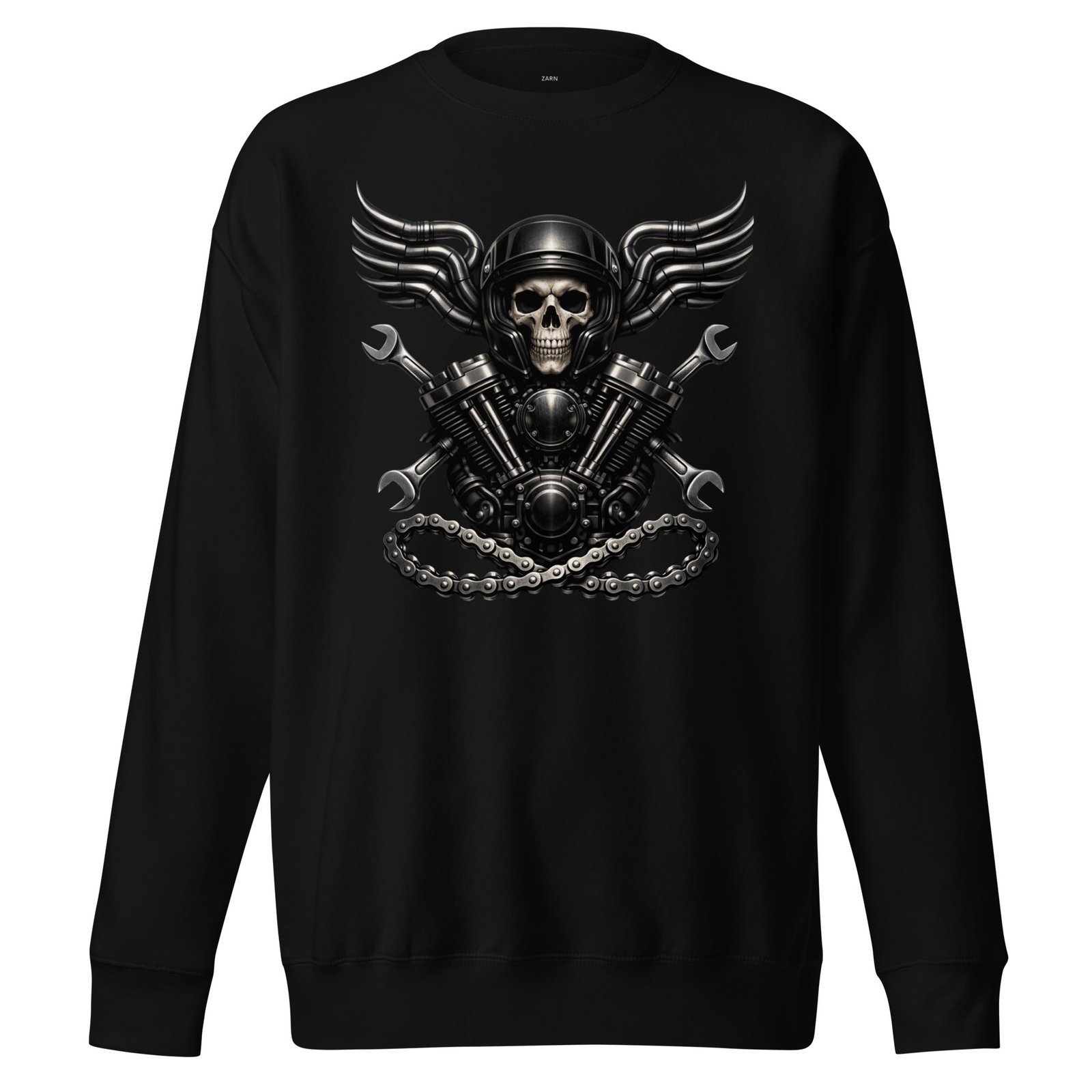 Bluza męska z grafiką czaszki motocyklisty i silnika V-Twin – motoryzacyjny styl biker AUTO-MOTO| Zarn.pl Bluza męska z grafiką czaszki motocyklisty i silnika V-Twin – motoryzacyjny styl biker AUTO-MOTO - obrazek 2