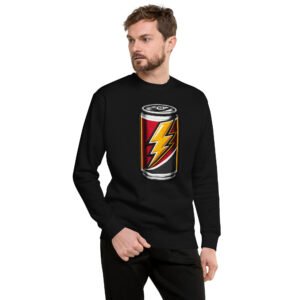 bluza męska z puszką napoju energetycznego i błyskawicą