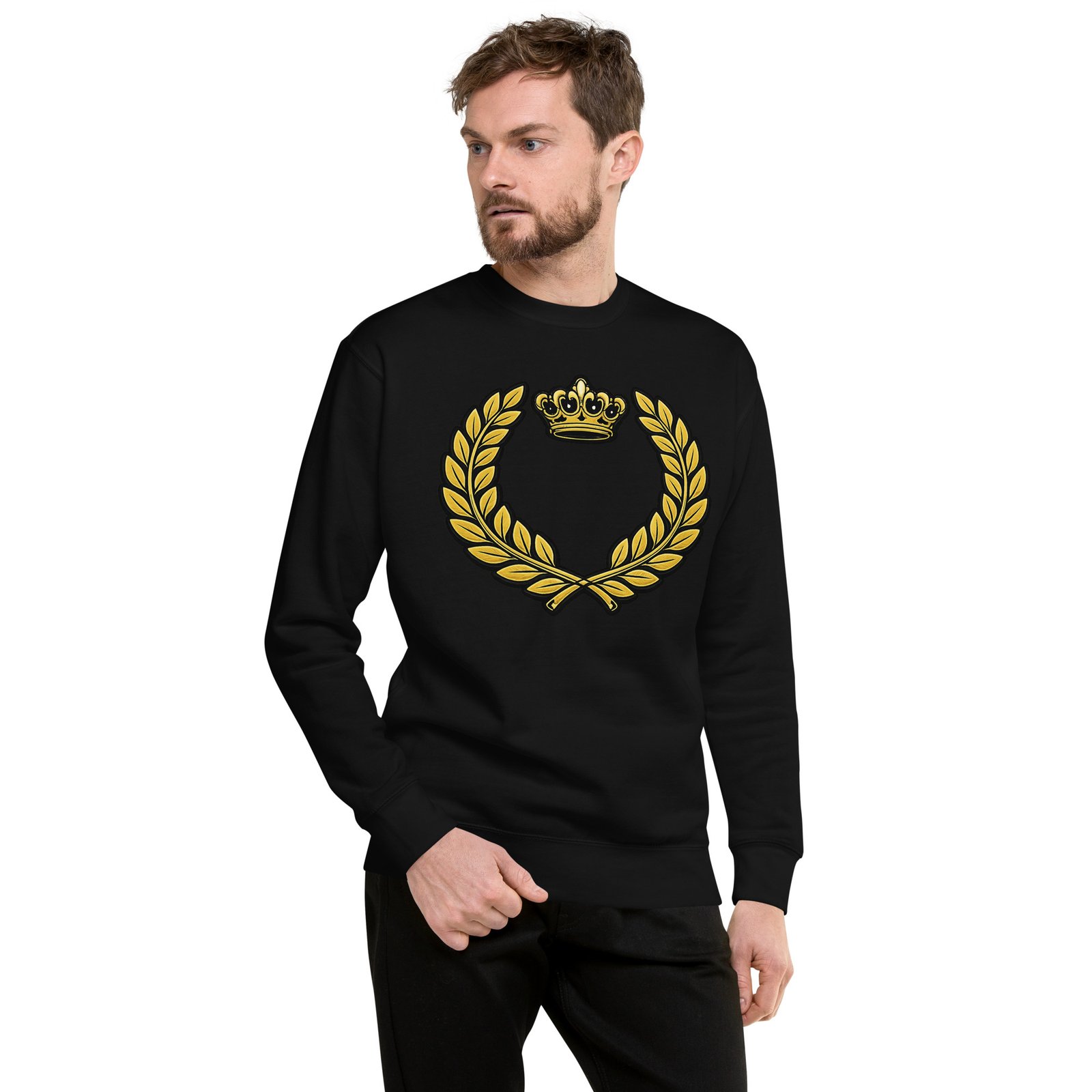 Bluza męska z koroną i laurem – elegancka bluza z królewskim symbolem sukcesu| Zarn.pl bluza męska z koroną i laurem