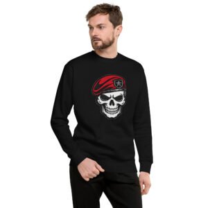 bluza męska z nadrukiem czaszki w czerwonym berecie wojskowym