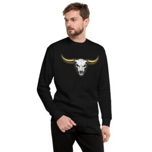 bluza męska z nadrukiem czaszki byka z długimi rogami