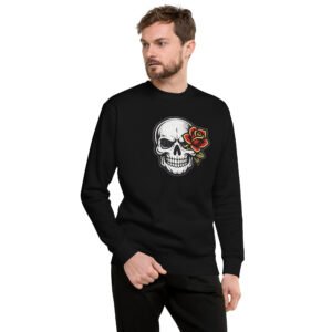 bluza męska z nadrukiem czaszki i czerwonej róży