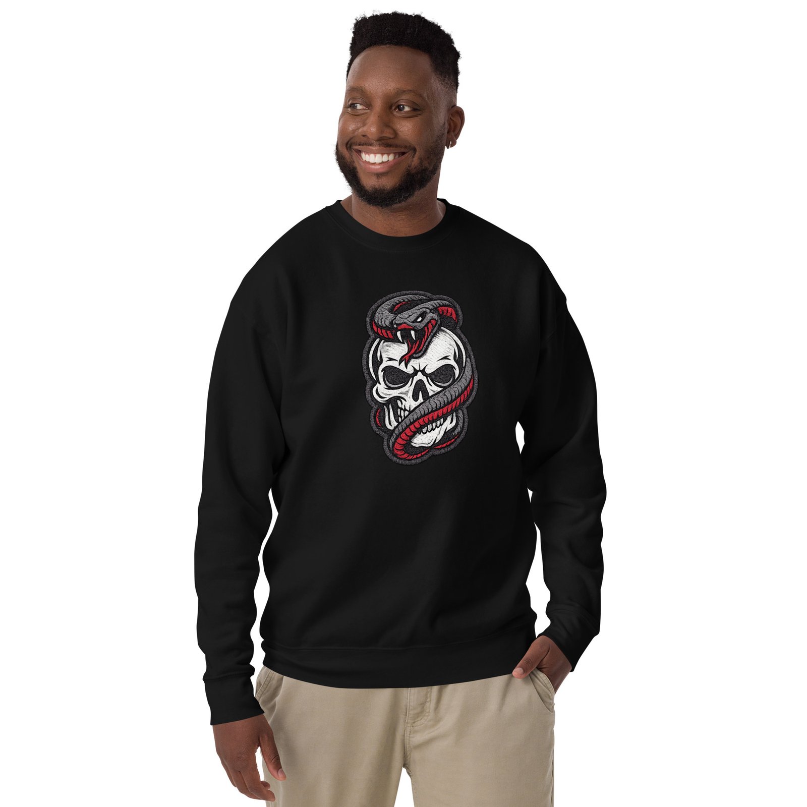 Męska bluza z nadrukiem czaszki i węża – bluza streetwear skull snake| Zarn.pl Męska bluza z nadrukiem czaszki i węża – bluza streetwear skull snake - obrazek 10