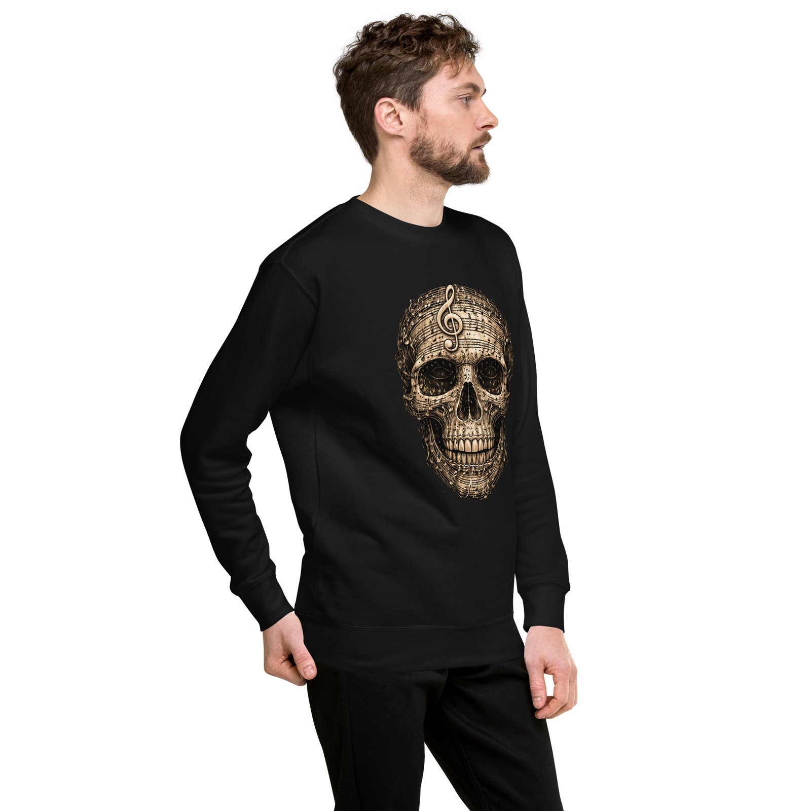 Bluza męska „Muzyczna Czaszka” – bluza męska z czaszką i nutami muzycznymi| Zarn.pl Bluza męska „Muzyczna Czaszka” – bluza męska z czaszką i nutami muzycznymi - obrazek 17