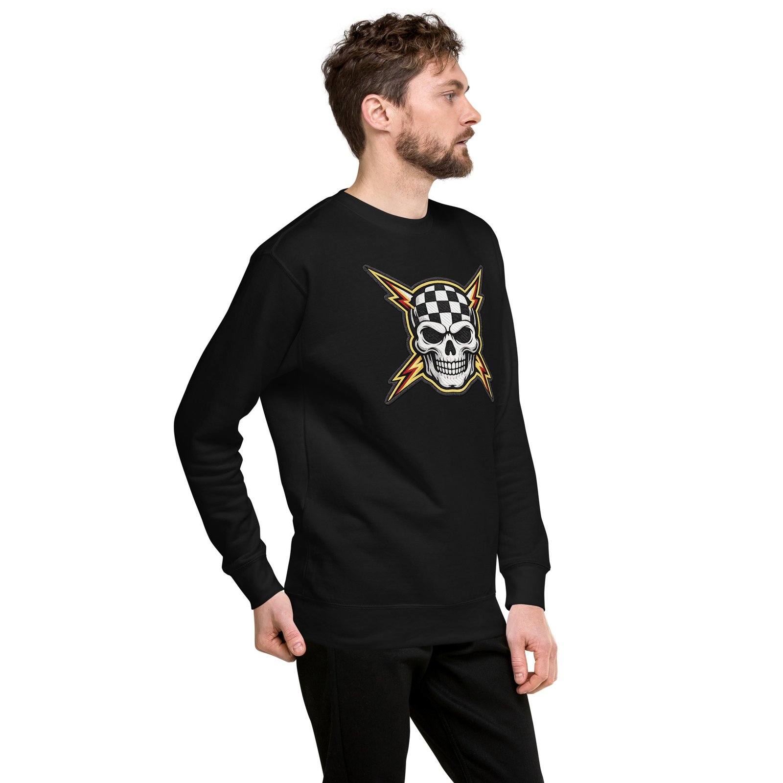 Bluza męska z czaszką i szachownicą – rockowa bluza męska z czaszką w stylu racing| Zarn.pl Bluza męska z czaszką i szachownicą – rockowa bluza męska z czaszką w stylu racing - obrazek 17