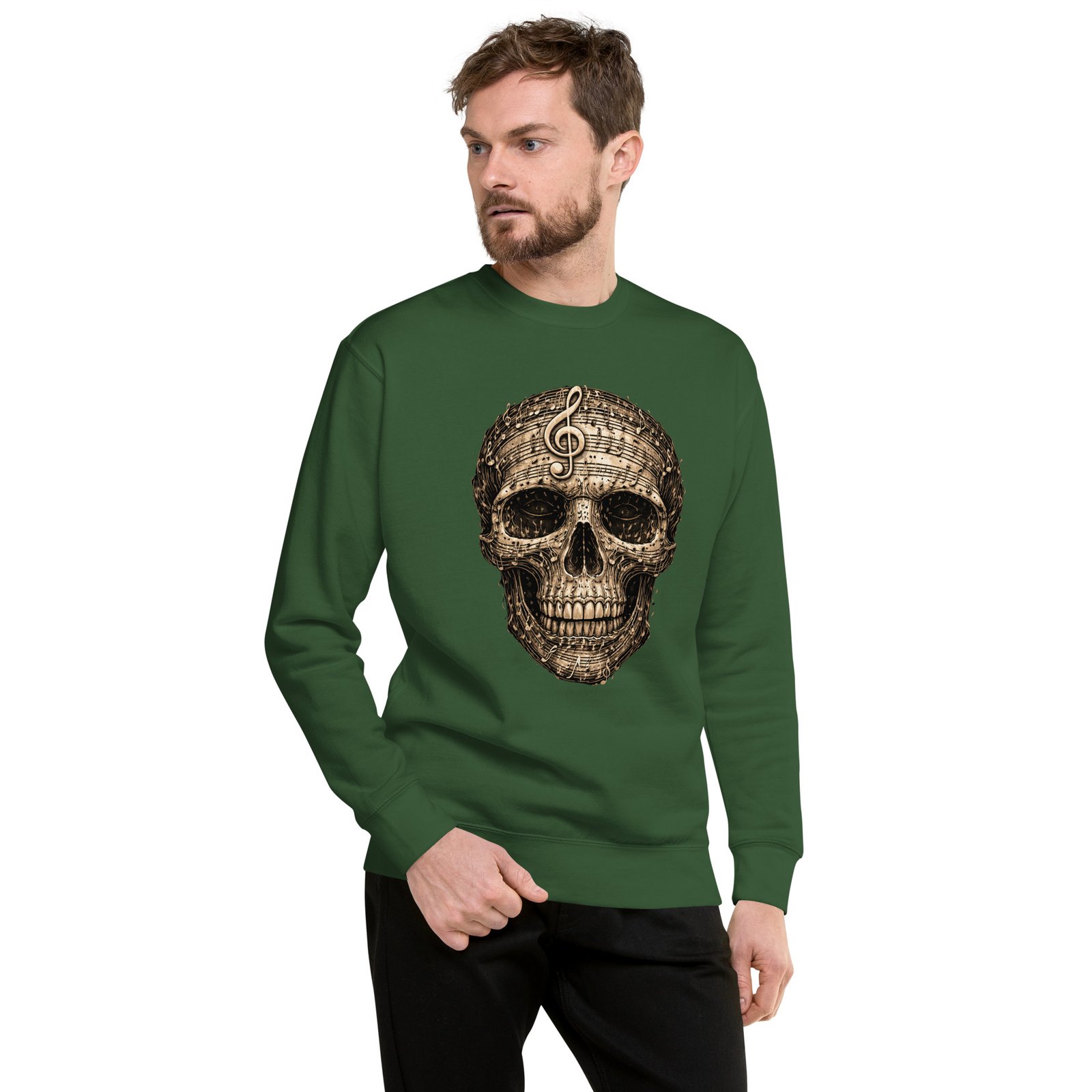 Bluza męska „Muzyczna Czaszka” – bluza męska z czaszką i nutami muzycznymi| Zarn.pl Bluza męska „Muzyczna Czaszka” – bluza męska z czaszką i nutami muzycznymi - obrazek 7