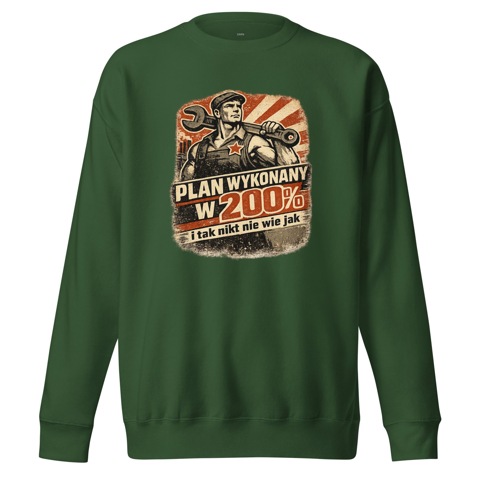 Męska bluza PRL „Plan Wykonany w 200%” – bluza męska PRL z propagandowym nadrukiem| Zarn.pl Męska bluza PRL „Plan Wykonany w 200%” – bluza męska PRL z propagandowym nadrukiem - obrazek 4