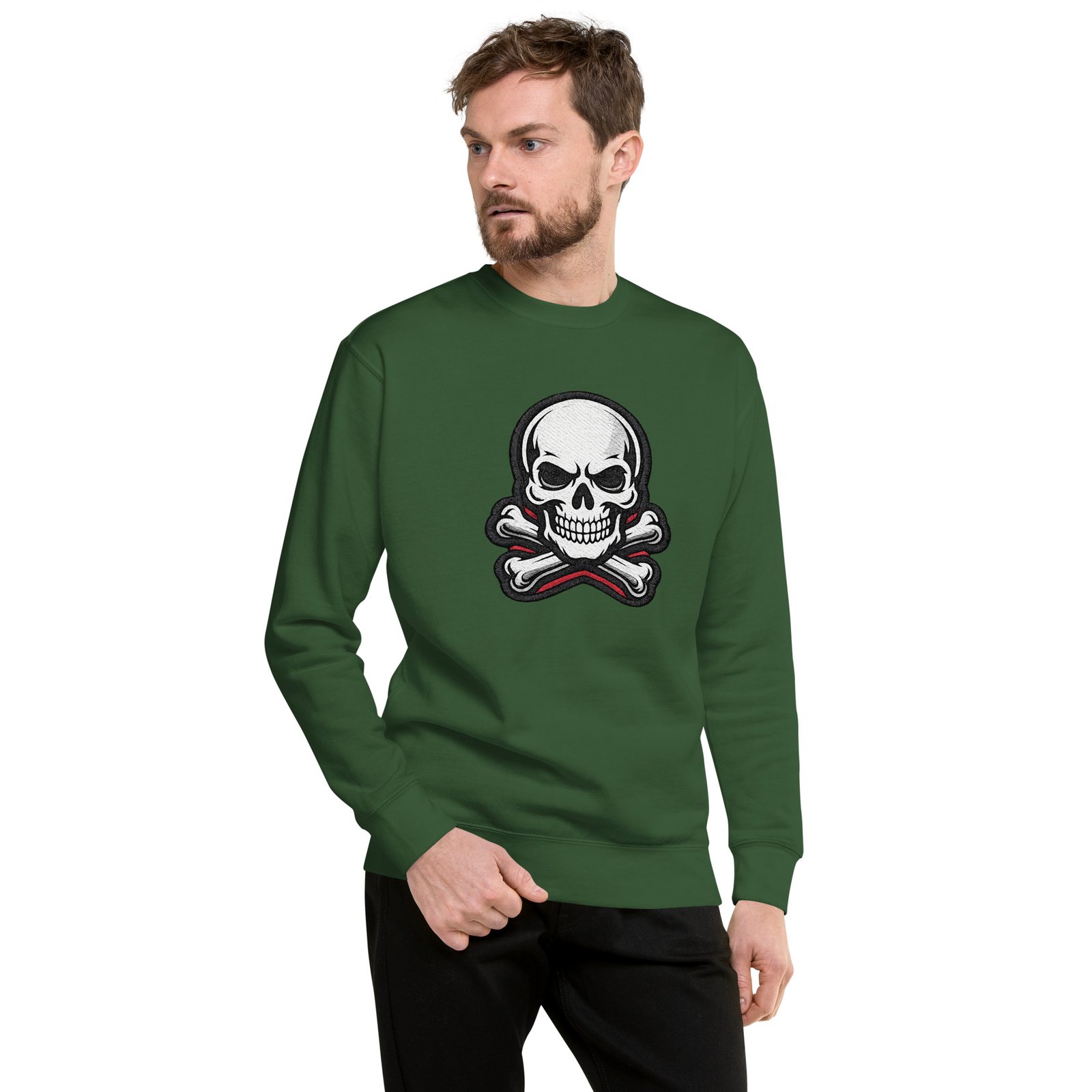 Męska bluza z nadrukiem czaszki i skrzyżowanych kości – bluza męska w stylu skull| Zarn.pl Męska bluza z nadrukiem czaszki i skrzyżowanych kości – bluza męska w stylu skull - obrazek 7
