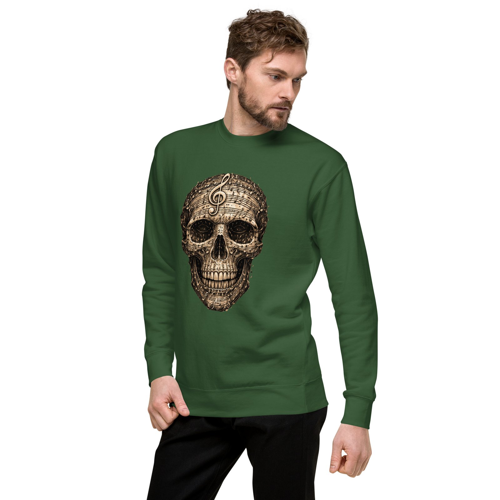 Bluza męska „Muzyczna Czaszka” – bluza męska z czaszką i nutami muzycznymi| Zarn.pl Bluza męska „Muzyczna Czaszka” – bluza męska z czaszką i nutami muzycznymi - obrazek 15