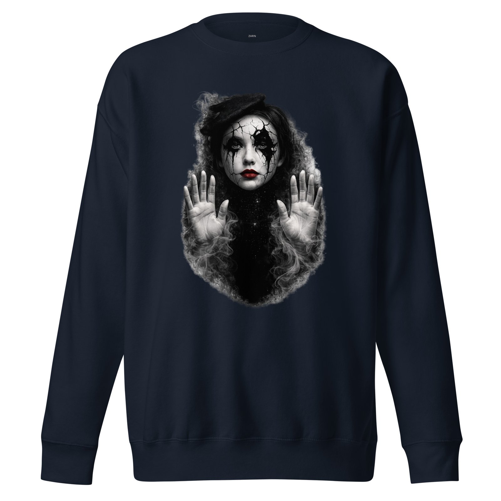 Męska bluza artystyczna „Pęknięta Marionetka” – bluza męska z tajemniczą kobietą w stylu dark art| Zarn.pl Męska bluza artystyczna „Pęknięta Marionetka” – bluza męska z tajemniczą kobietą w stylu dark art - obrazek 3