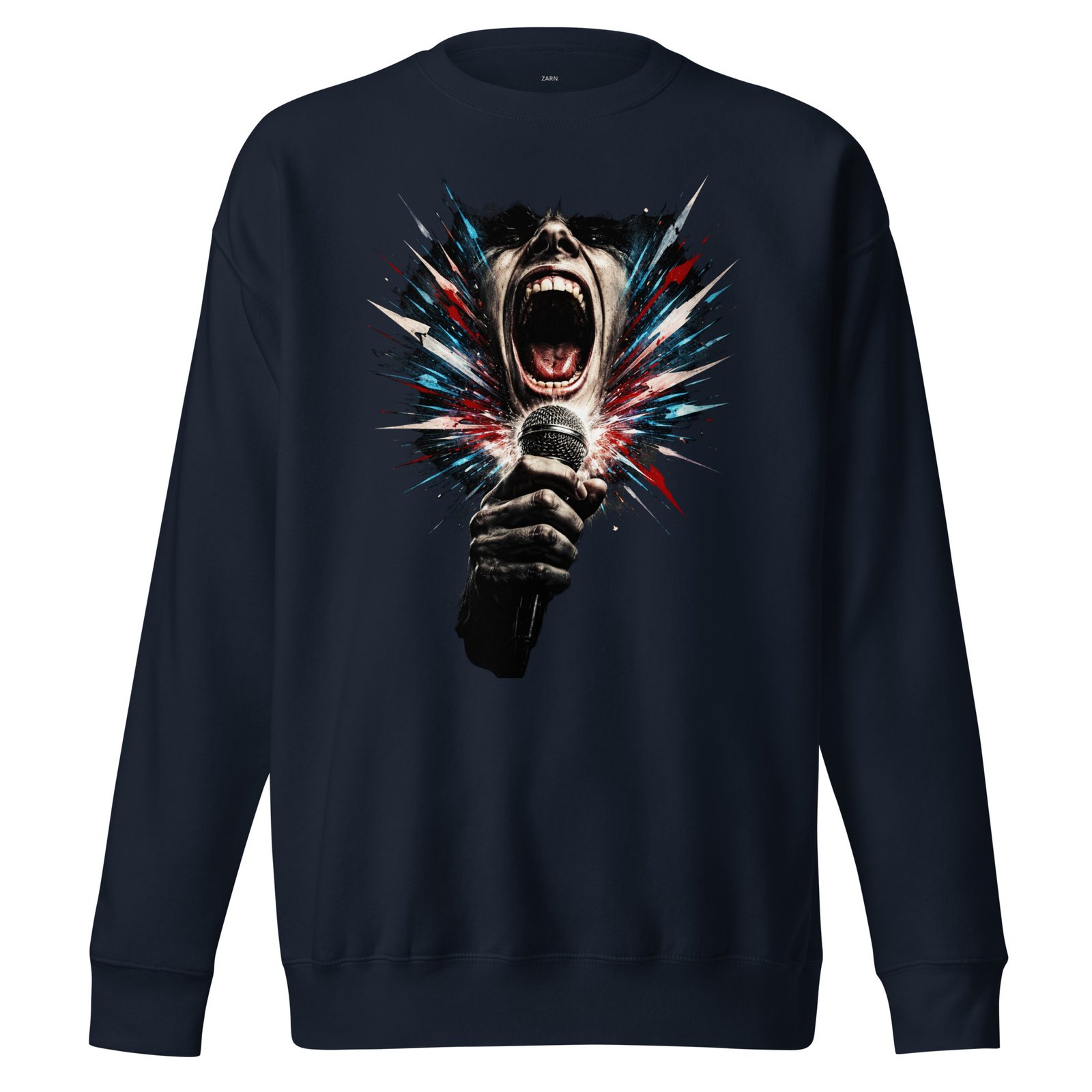 Męska bluza artystyczna „Krzyk Sceny” – bluza męska z wokalistą rockowym i mikrofonem| Zarn.pl Męska bluza artystyczna „Krzyk Sceny” – bluza męska z wokalistą rockowym i mikrofonem - obrazek 3