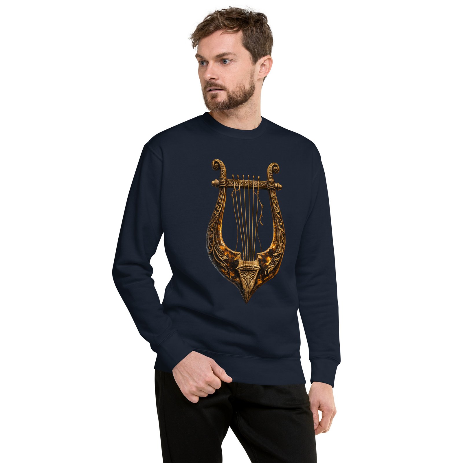 Bluza męska „Złota Lira” – bluza męska z nadrukiem ozdobnej liry muzycznej| Zarn.pl Bluza męska „Złota Lira” – bluza męska z nadrukiem ozdobnej liry muzycznej - obrazek 6