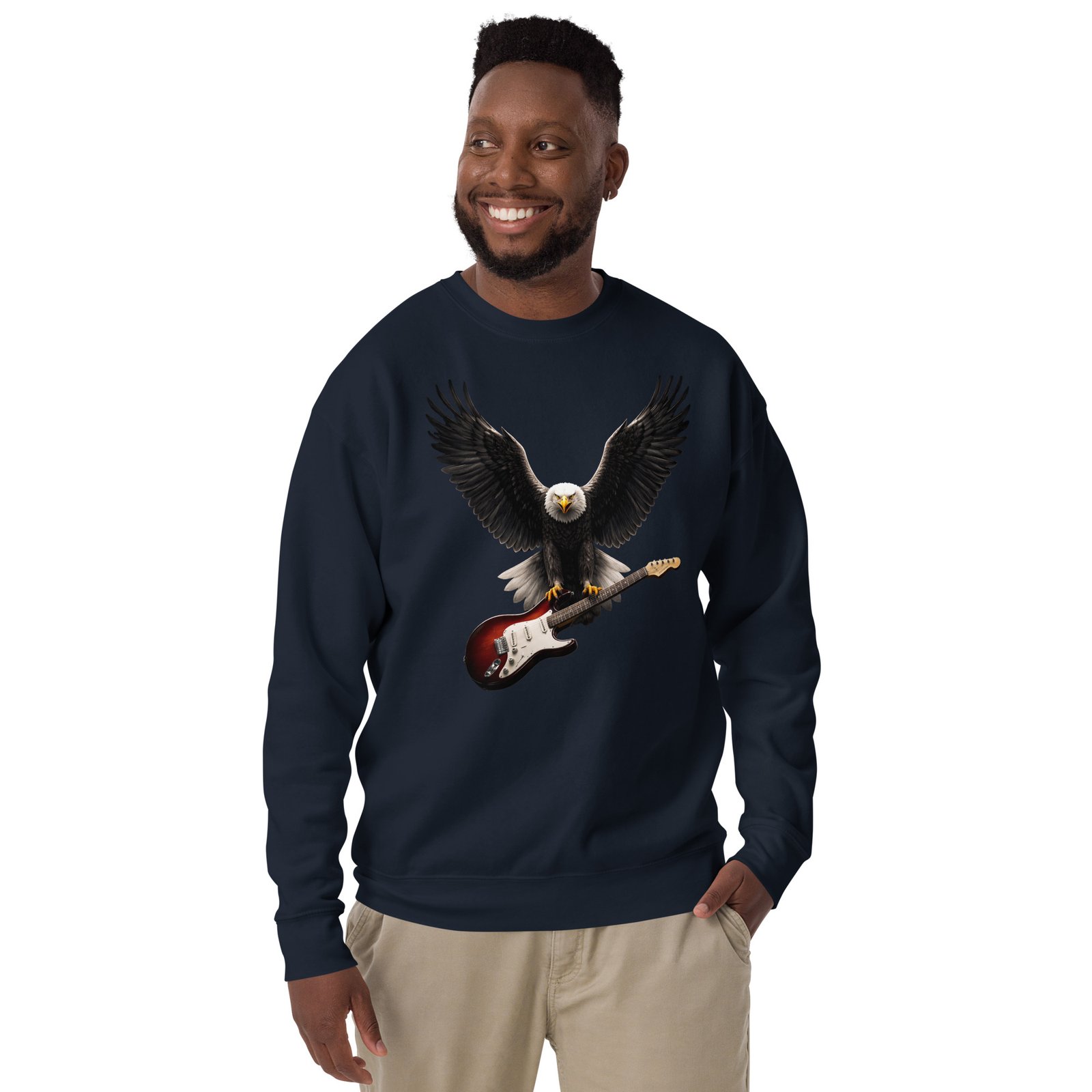 Bluza męska „Orzeł Rocka” – bluza męska z nadrukiem orła trzymającego gitarę elektryczną| Zarn.pl Bluza męska „Orzeł Rocka” – bluza męska z nadrukiem orła trzymającego gitarę elektryczną - obrazek 11