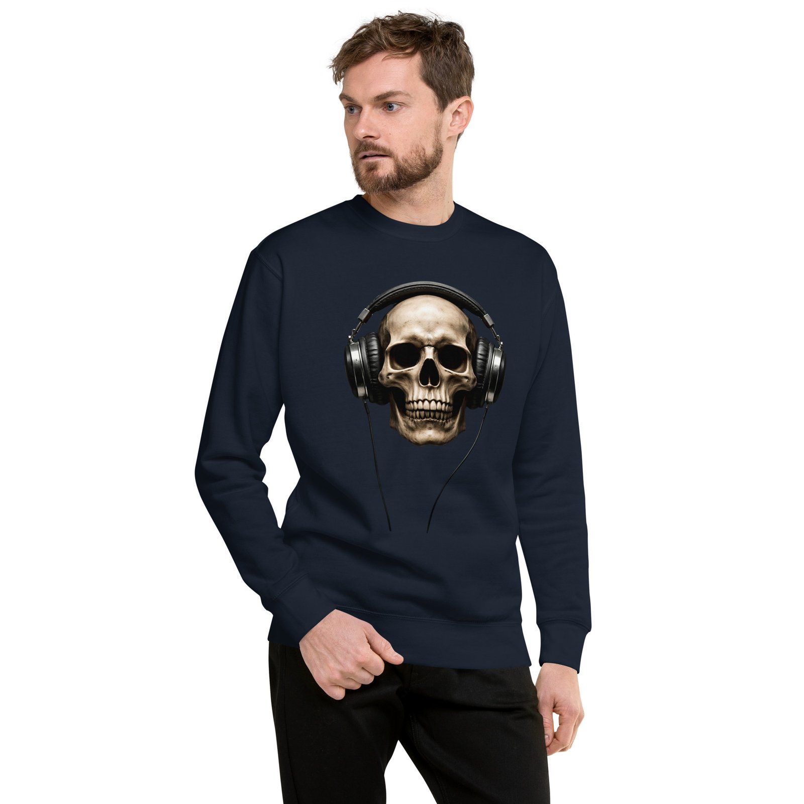 Bluza męska „Rockowy Czaszkofon” – bluza męska z nadrukiem czaszki w słuchawkach| Zarn.pl Bluza męska „Rockowy Czaszkofon” – bluza męska z nadrukiem czaszki w słuchawkach - obrazek 6
