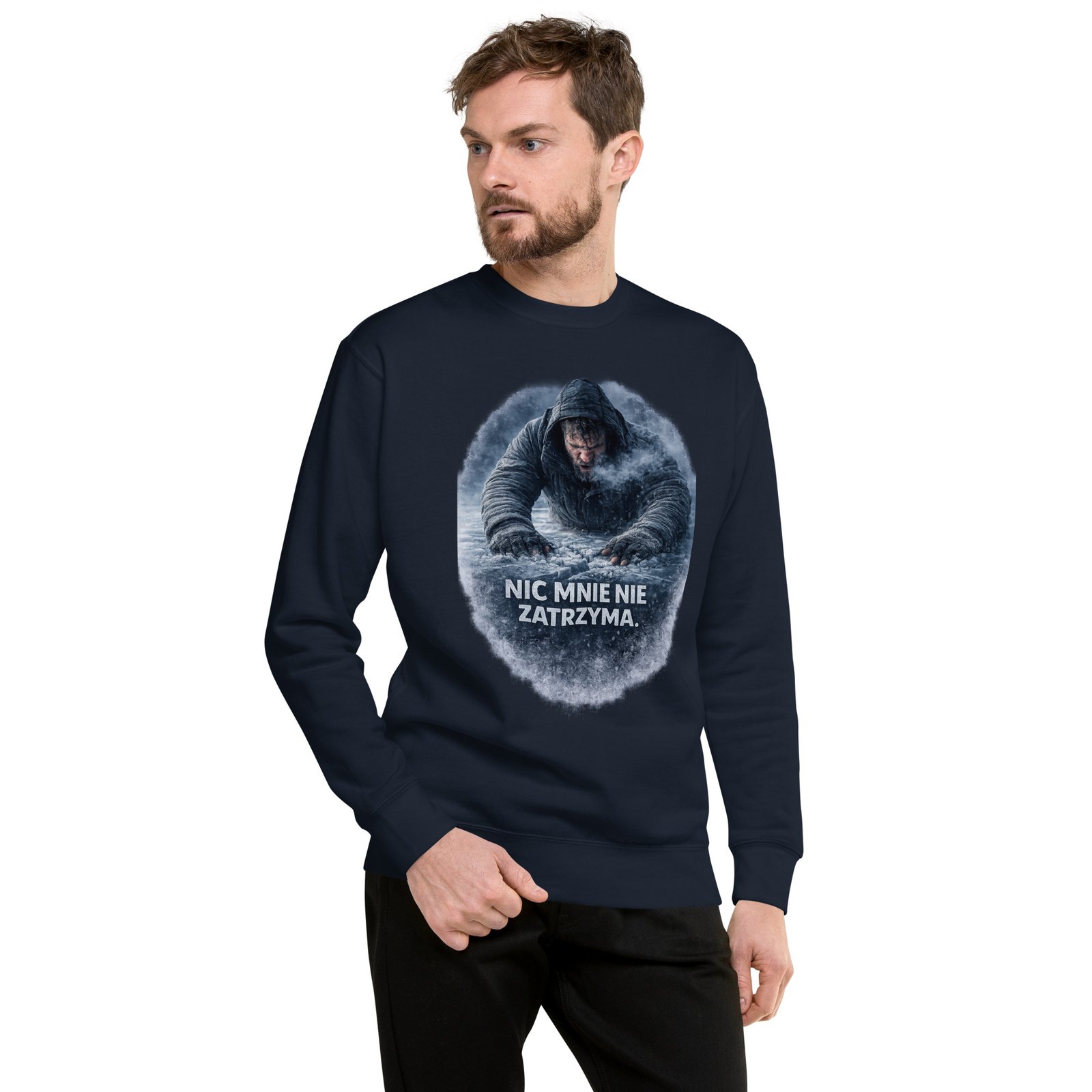 Bluza męska „Nic mnie nie zatrzyma” – bluza męska motywacyjna z nadrukiem siły i determinacji| Zarn.pl Bluza męska „Nic mnie nie zatrzyma” – bluza męska motywacyjna z nadrukiem siły i determinacji - obrazek 6