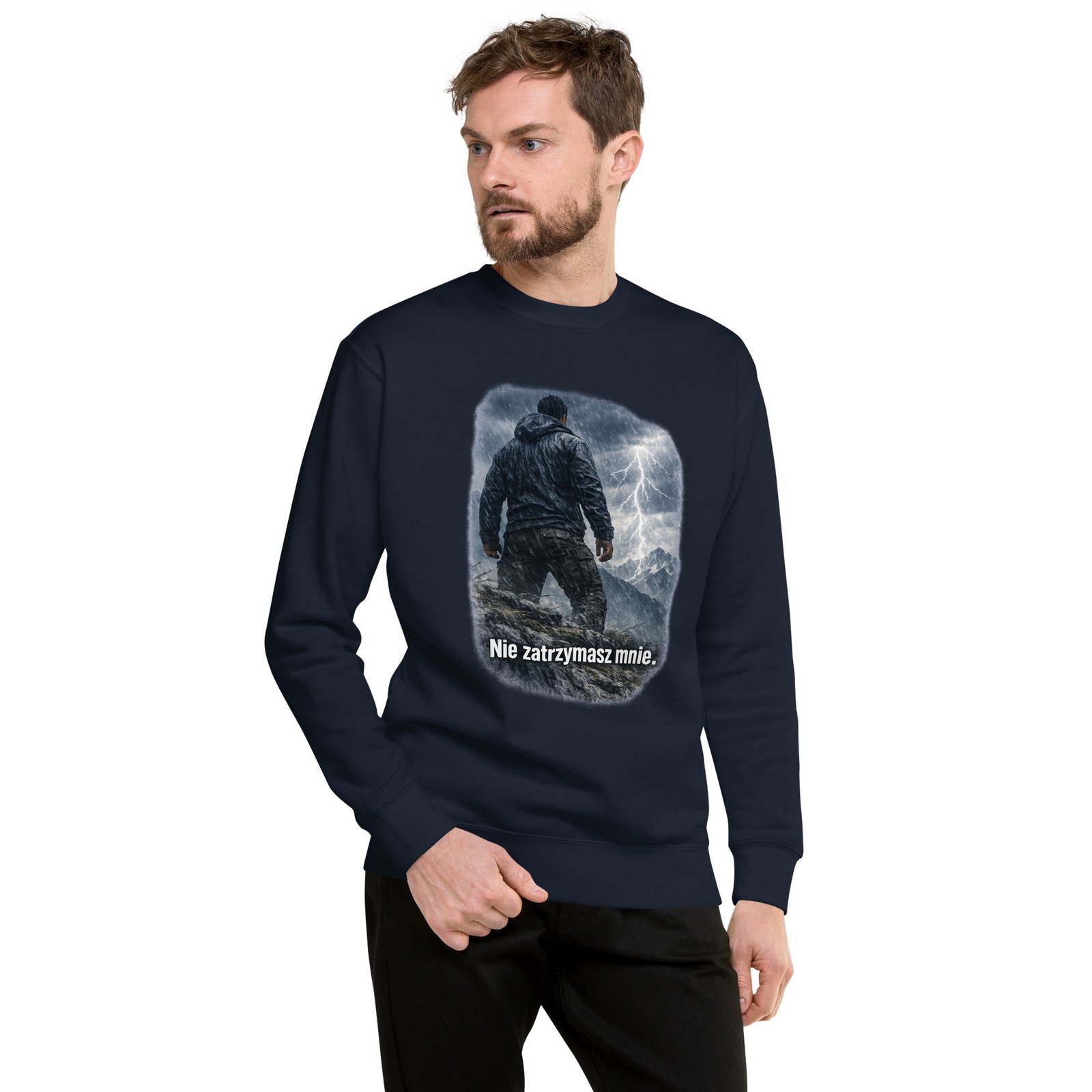 Bluza męska „Nie zatrzymasz mnie” – bluza męska motywacyjna z symbolem niezłomnej determinacji| Zarn.pl Bluza męska „Nie zatrzymasz mnie” – bluza męska motywacyjna z symbolem niezłomnej determinacji - obrazek 6