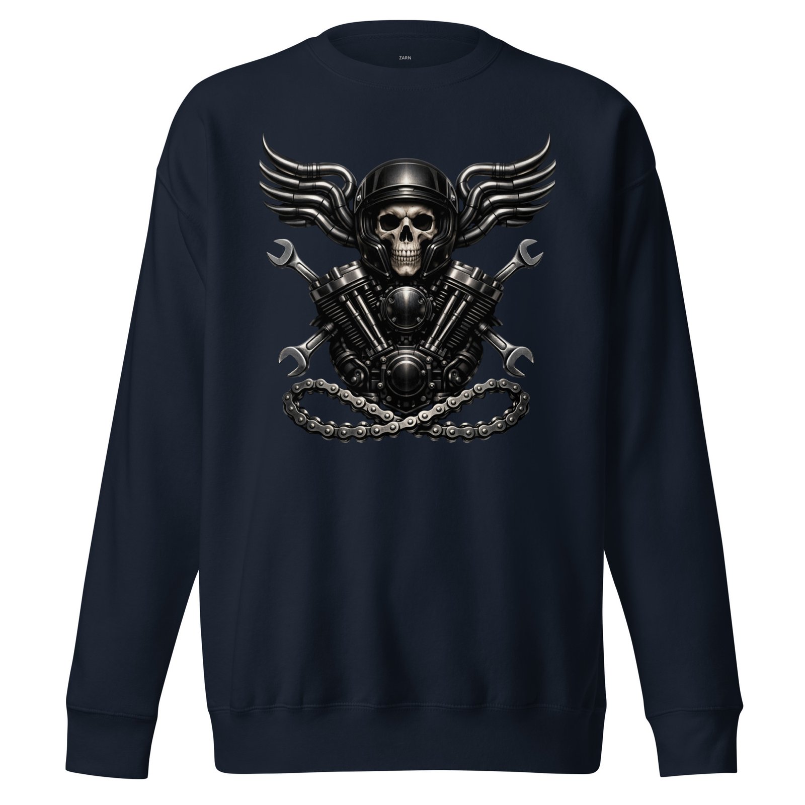 Bluza męska z grafiką czaszki motocyklisty i silnika V-Twin – motoryzacyjny styl biker AUTO-MOTO| Zarn.pl Bluza męska z grafiką czaszki motocyklisty i silnika V-Twin – motoryzacyjny styl biker AUTO-MOTO - obrazek 3
