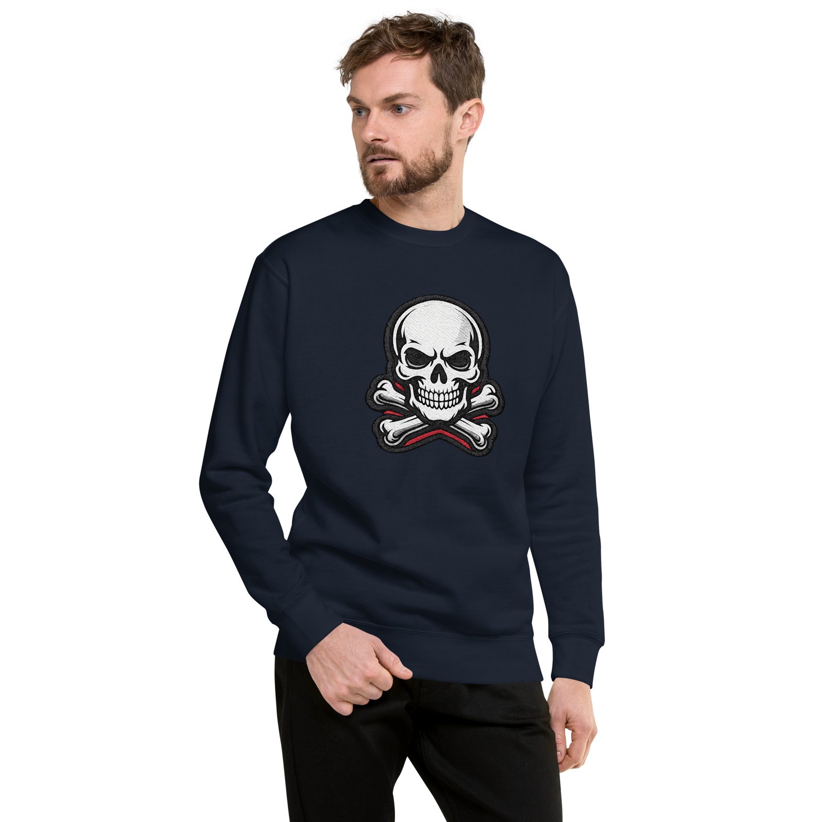 Męska bluza z nadrukiem czaszki i skrzyżowanych kości – bluza męska w stylu skull| Zarn.pl Męska bluza z nadrukiem czaszki i skrzyżowanych kości – bluza męska w stylu skull - obrazek 6