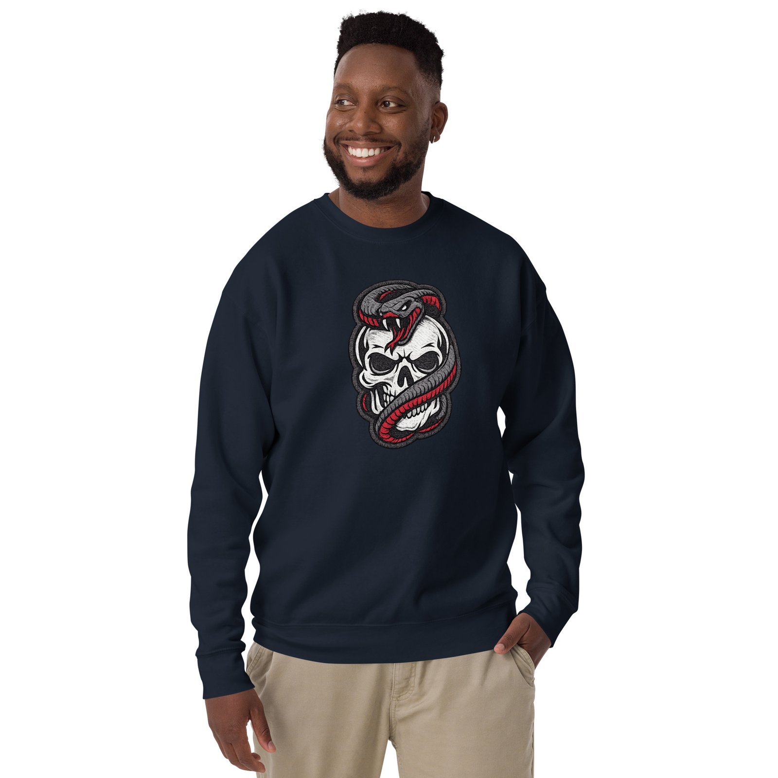 Męska bluza z nadrukiem czaszki i węża – bluza streetwear skull snake| Zarn.pl Męska bluza z nadrukiem czaszki i węża – bluza streetwear skull snake - obrazek 11