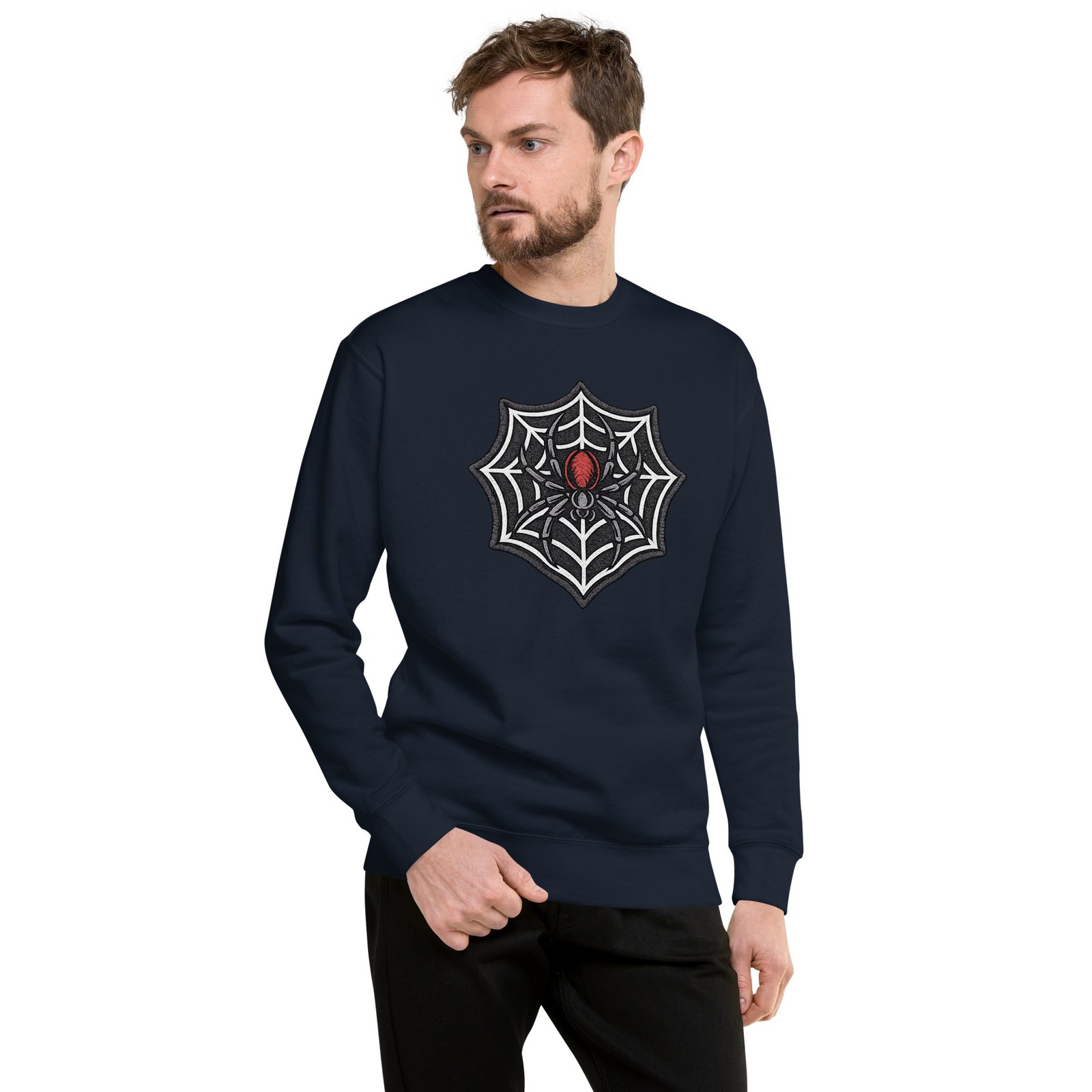 Męska bluza z nadrukiem pająka na pajęczynie – bluza streetwear spider web| Zarn.pl Męska bluza z nadrukiem pająka na pajęczynie – bluza streetwear spider web - obrazek 6