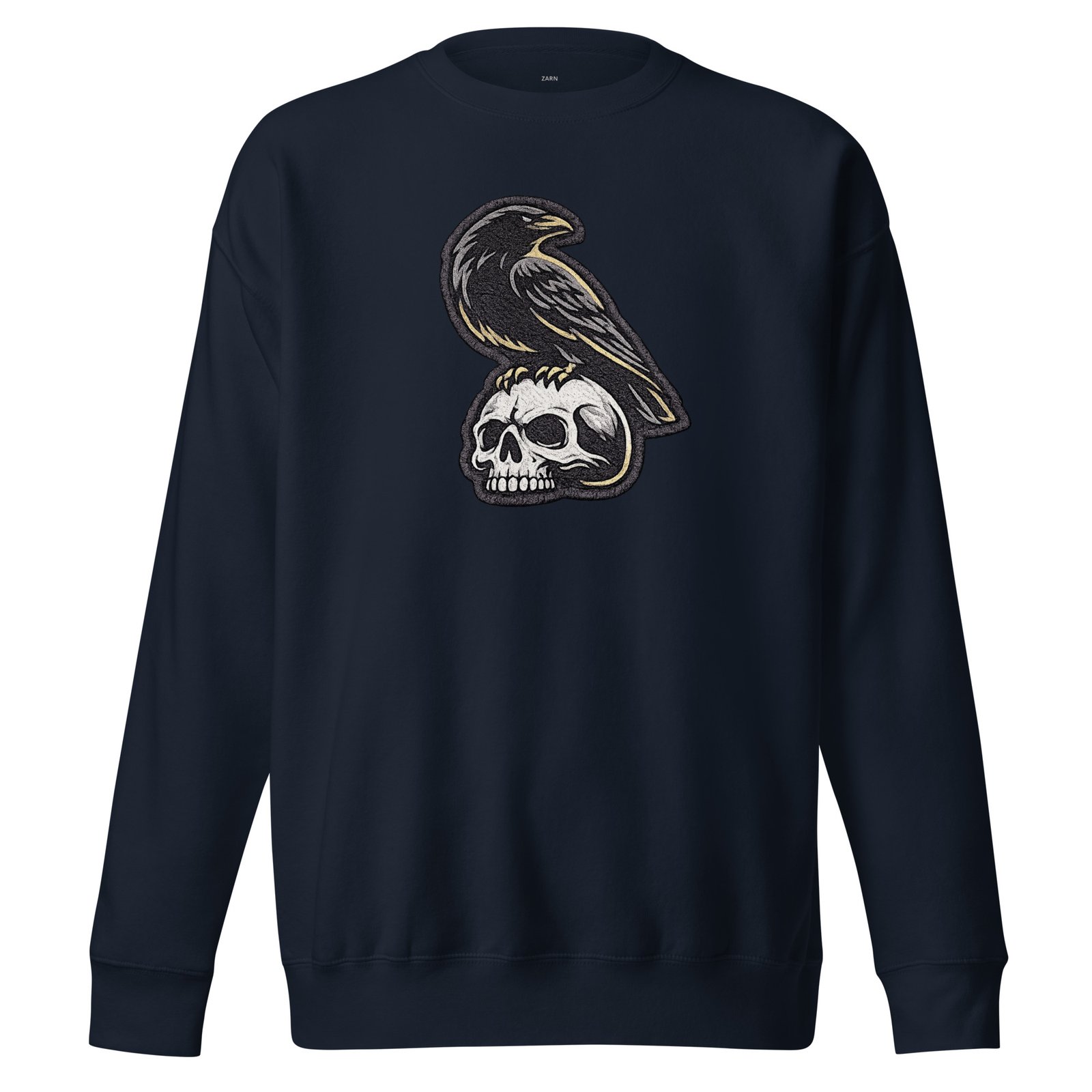 Męska bluza z nadrukiem kruka na czaszce – mroczna bluza streetwear z krukiem| Zarn.pl Męska bluza z nadrukiem kruka na czaszce – mroczna bluza streetwear z krukiem - obrazek 3