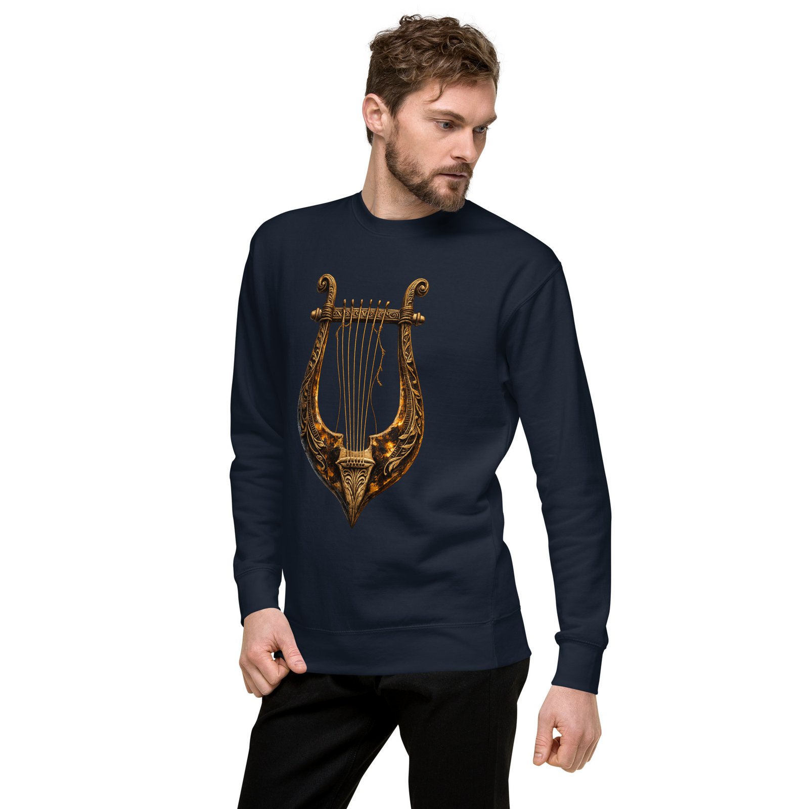Bluza męska „Złota Lira” – bluza męska z nadrukiem ozdobnej liry muzycznej| Zarn.pl Bluza męska „Złota Lira” – bluza męska z nadrukiem ozdobnej liry muzycznej - obrazek 14