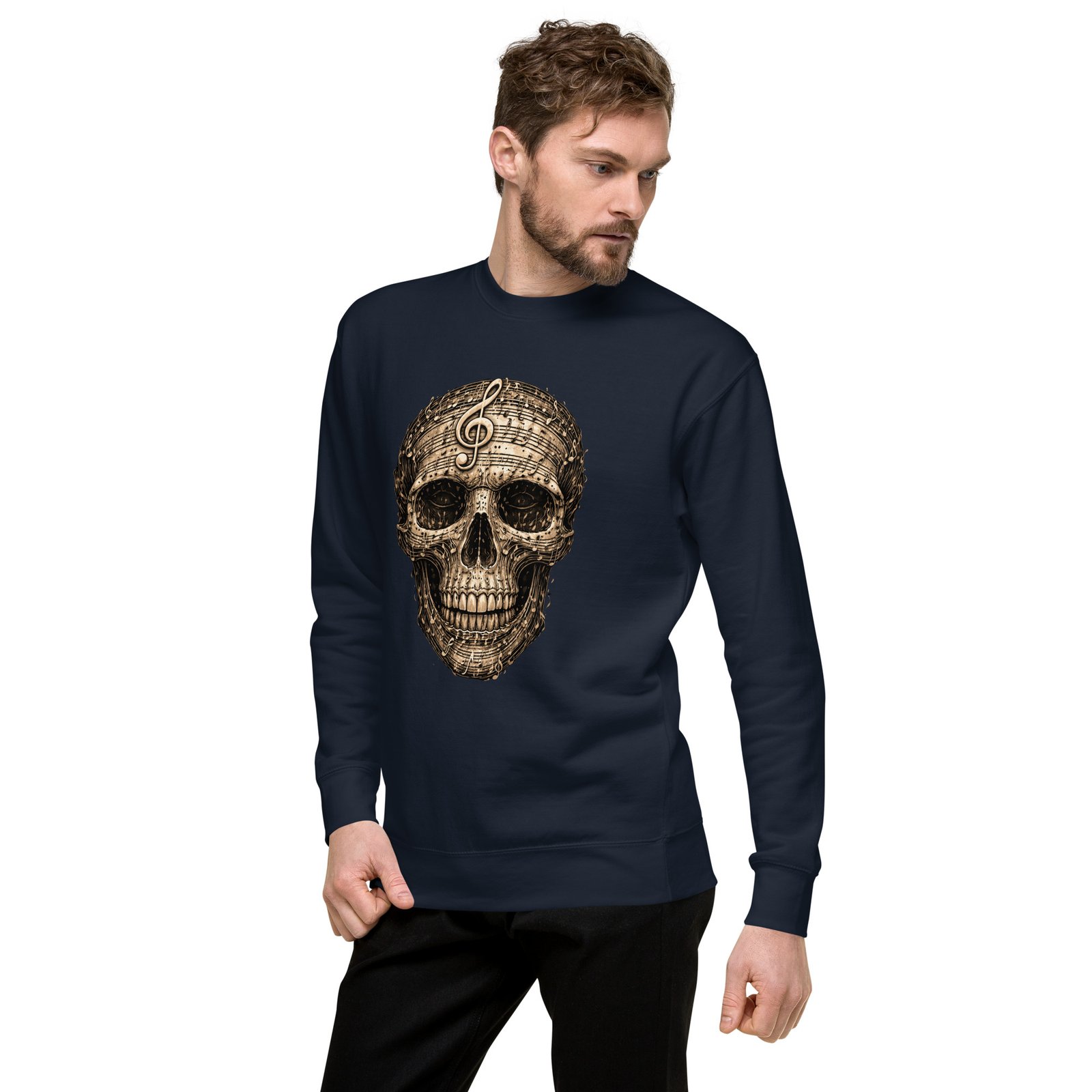 Bluza męska „Muzyczna Czaszka” – bluza męska z czaszką i nutami muzycznymi| Zarn.pl Bluza męska „Muzyczna Czaszka” – bluza męska z czaszką i nutami muzycznymi - obrazek 14
