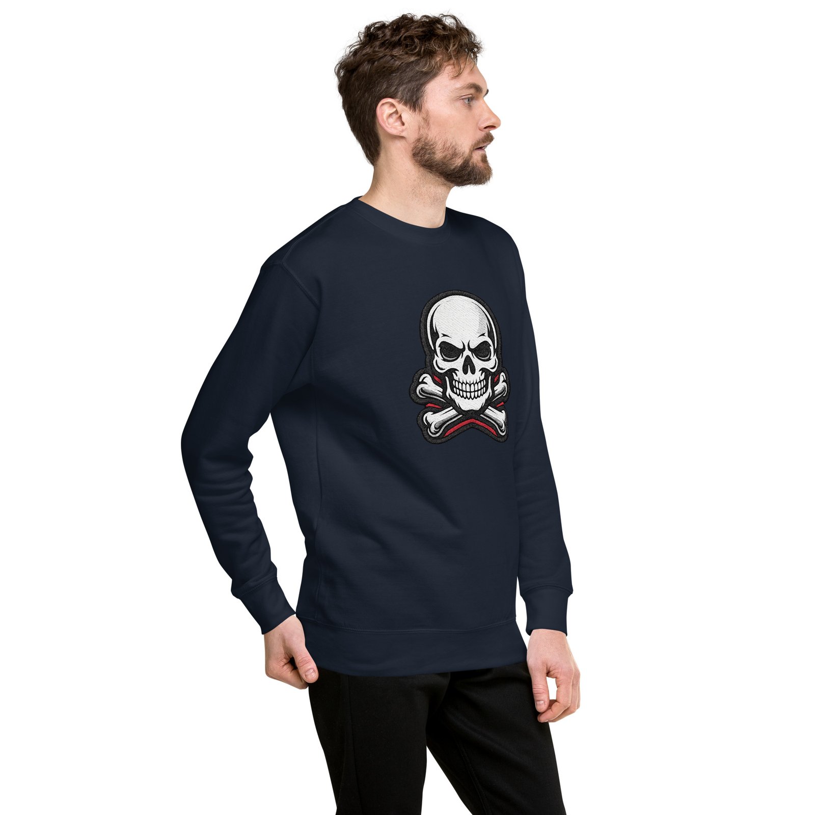 Męska bluza z nadrukiem czaszki i skrzyżowanych kości – bluza męska w stylu skull| Zarn.pl Męska bluza z nadrukiem czaszki i skrzyżowanych kości – bluza męska w stylu skull - obrazek 18