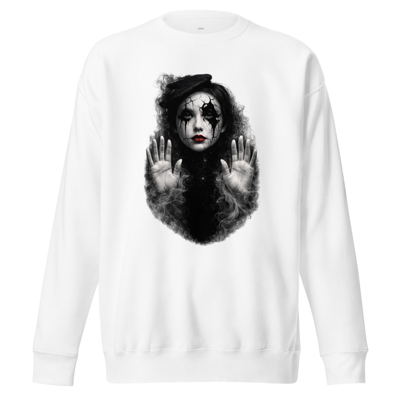 Męska bluza artystyczna „Pęknięta Marionetka” – bluza męska z tajemniczą kobietą w stylu dark art| Zarn.pl Męska bluza artystyczna „Pęknięta Marionetka” – bluza męska z tajemniczą kobietą w stylu dark art - obrazek 5