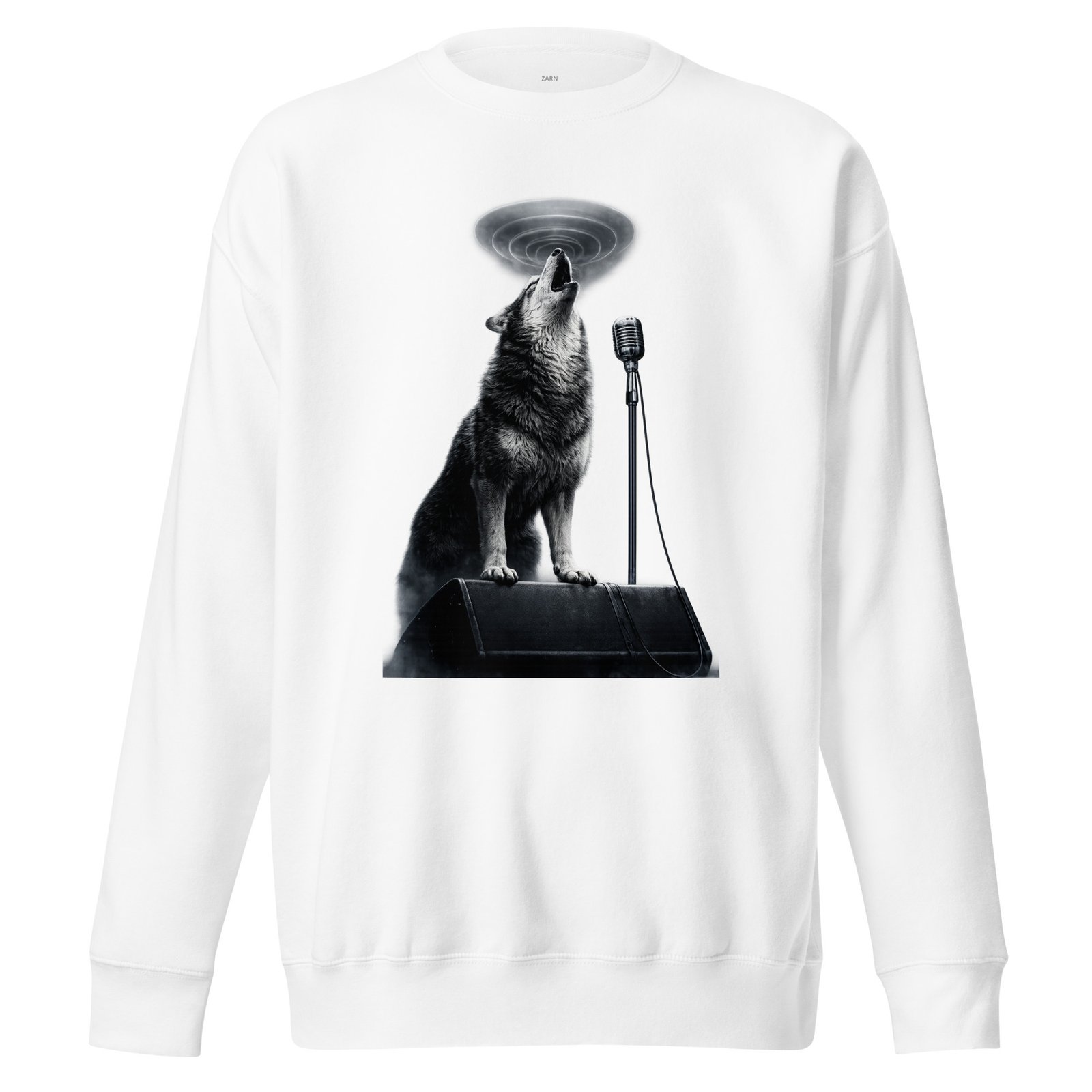 Bluza męska „Wilk Rockowy Wokalista” – bluza męska z nadrukiem wyjącego wilka przy mikrofonie| Zarn.pl Bluza męska „Wilk Rockowy Wokalista” – bluza męska z nadrukiem wyjącego wilka przy mikrofonie - obrazek 5