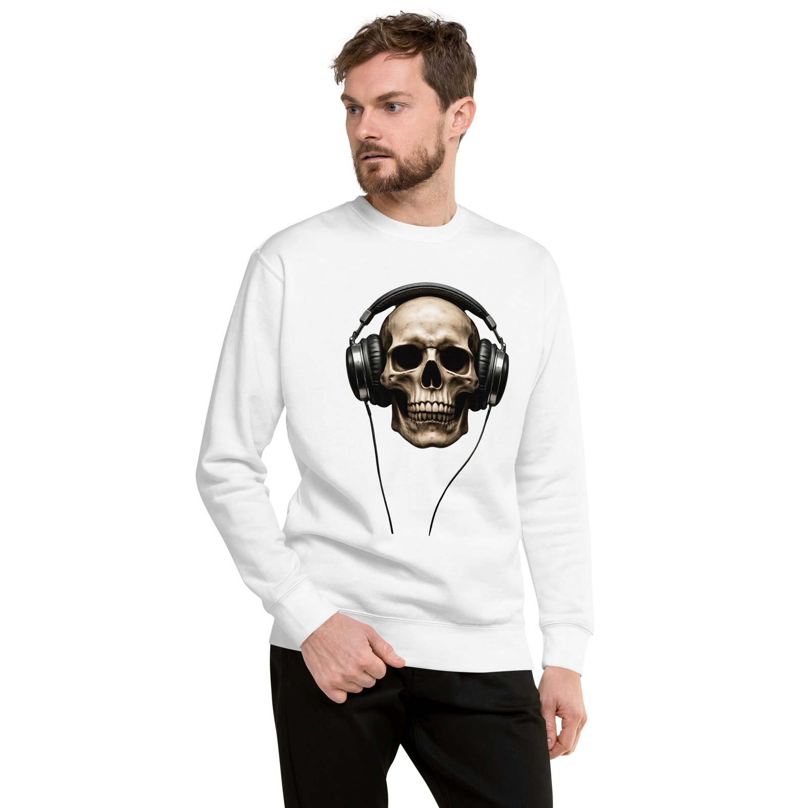 Bluza męska „Rockowy Czaszkofon” – bluza męska z nadrukiem czaszki w słuchawkach| Zarn.pl Bluza męska „Rockowy Czaszkofon” – bluza męska z nadrukiem czaszki w słuchawkach - obrazek 8
