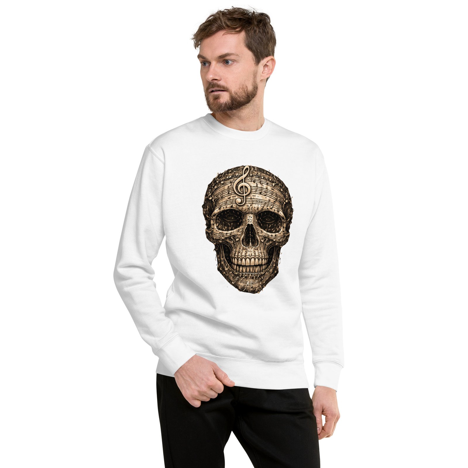 Bluza męska „Muzyczna Czaszka” – bluza męska z czaszką i nutami muzycznymi| Zarn.pl Bluza męska „Muzyczna Czaszka” – bluza męska z czaszką i nutami muzycznymi - obrazek 8