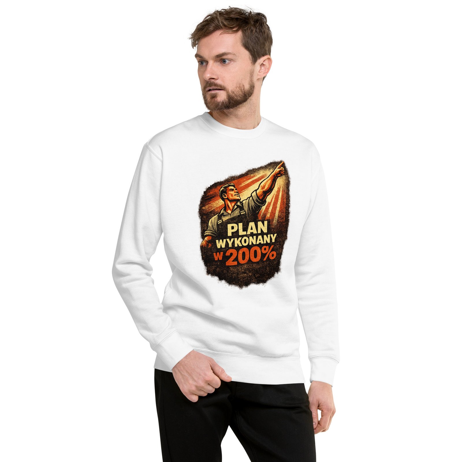 Bluza Męska PRL „Plan Wykonany w 200%”| Zarn.pl Bluza Męska PRL „Plan Wykonany w 200%” - obrazek 8